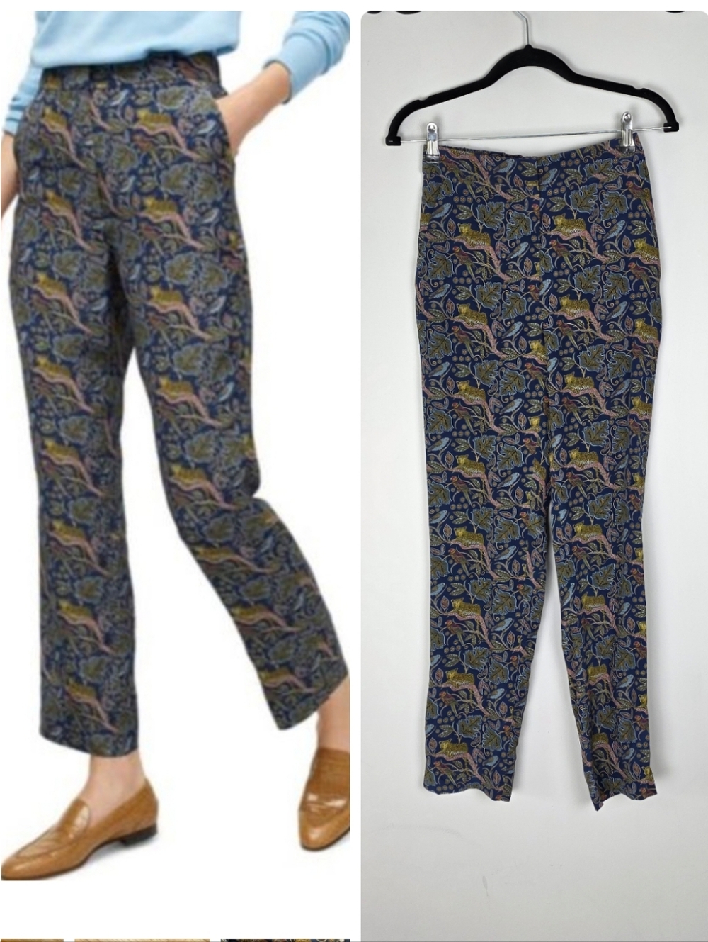 J. Crew 100% Silk Easy Pant in Botanical Cheetah Print Size 00